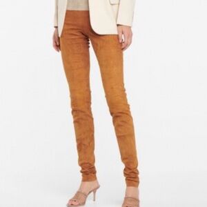 STOULS lambskin suede stretch camel leather pants size L